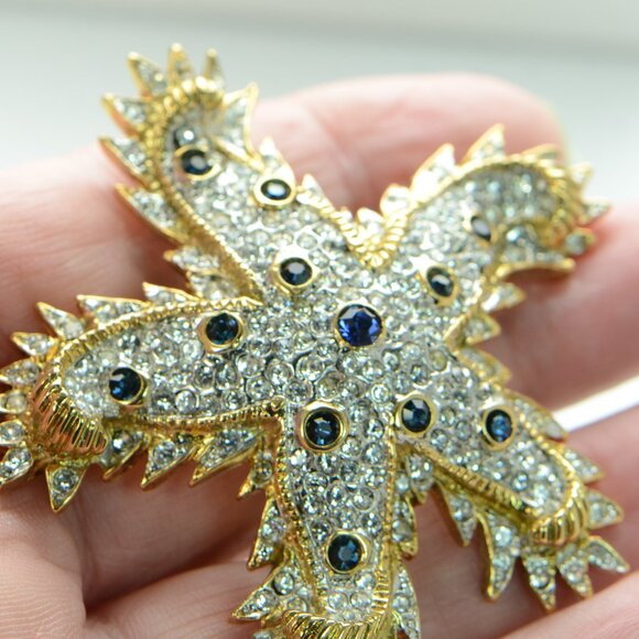 Vintage Kenneth Jay Lane KJL Crystal Starfish Pin Brooch - Picture 4 of 4